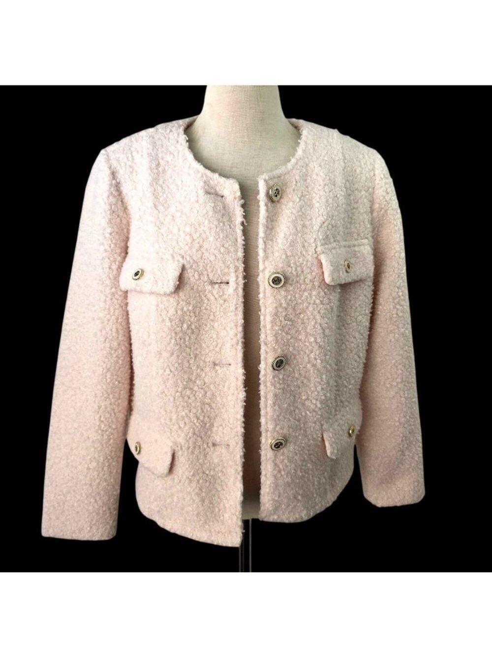 Wren Cardigan Sweater Womens Sz L Pale Pink Textured Knit Button Front Jacket